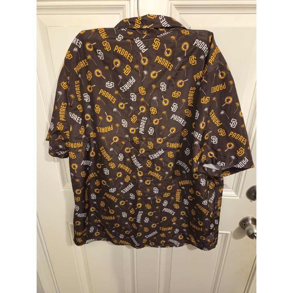 San Diego Padres Hawaiian Friar Shirt w/ SD Palm Trees MEN XL Button Down BROWN - Picture 5 of 5